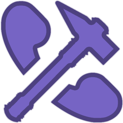 Purple badge of phone and hammer overlayed